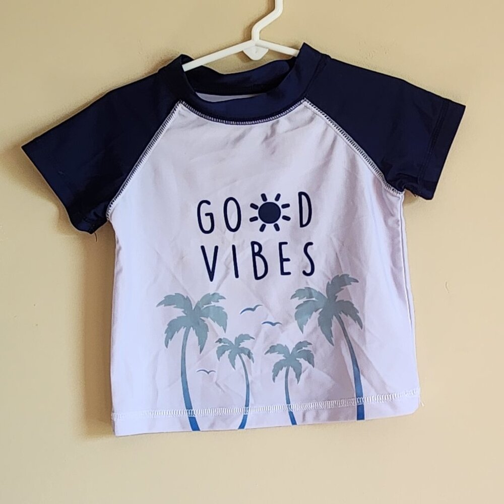 First Impressions "Good Vibes" Swim Rash Gard Short Sleeve Shirt Size 2T